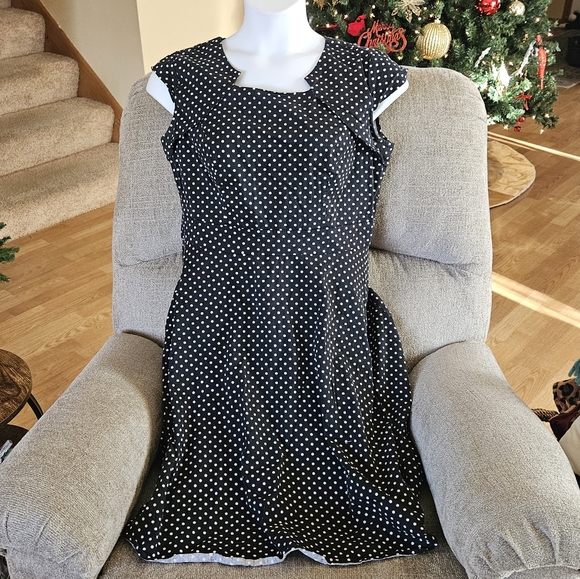 Homraine 2X Black Polka Dot Retro Pin-Up Rockabilly 50's Dress Stretch AL-2104 - Picture 4 of 12